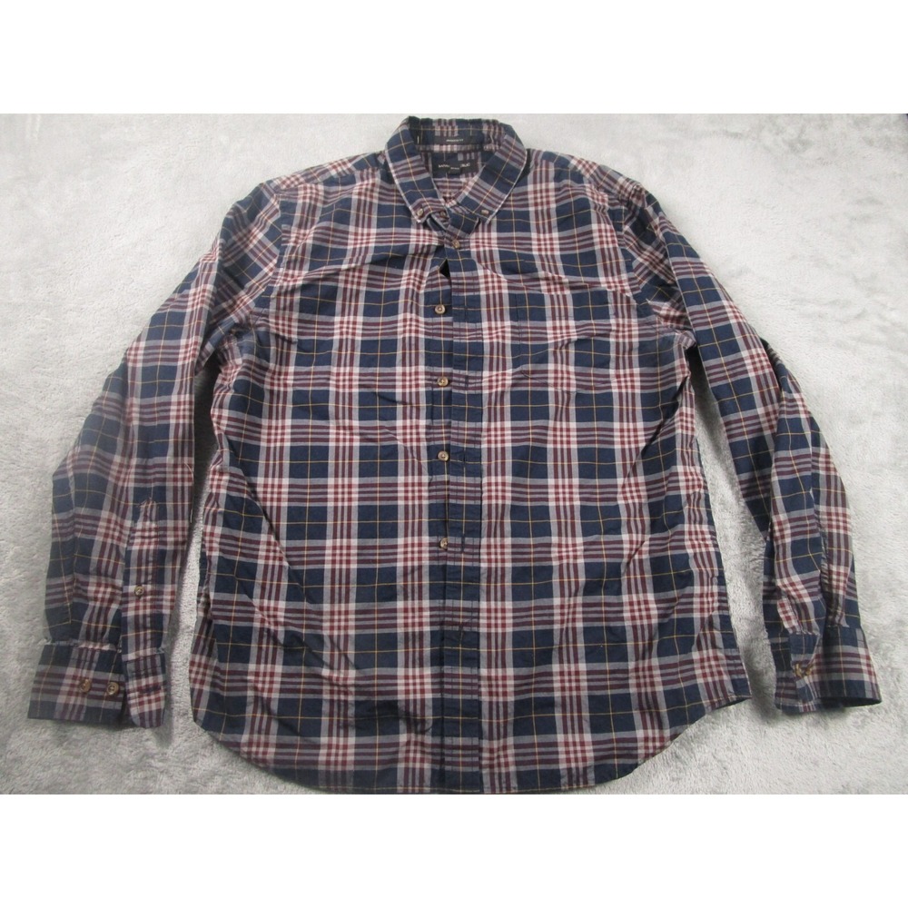 Banana Republic Shirt Mens Large Blue‎ Plaid Button Down Long Sleeve Preppy